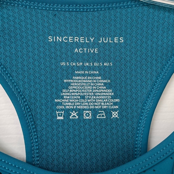 NWT Sincerely Jules Active Teal Racerback Sports Bra S - Picture 3 of 10